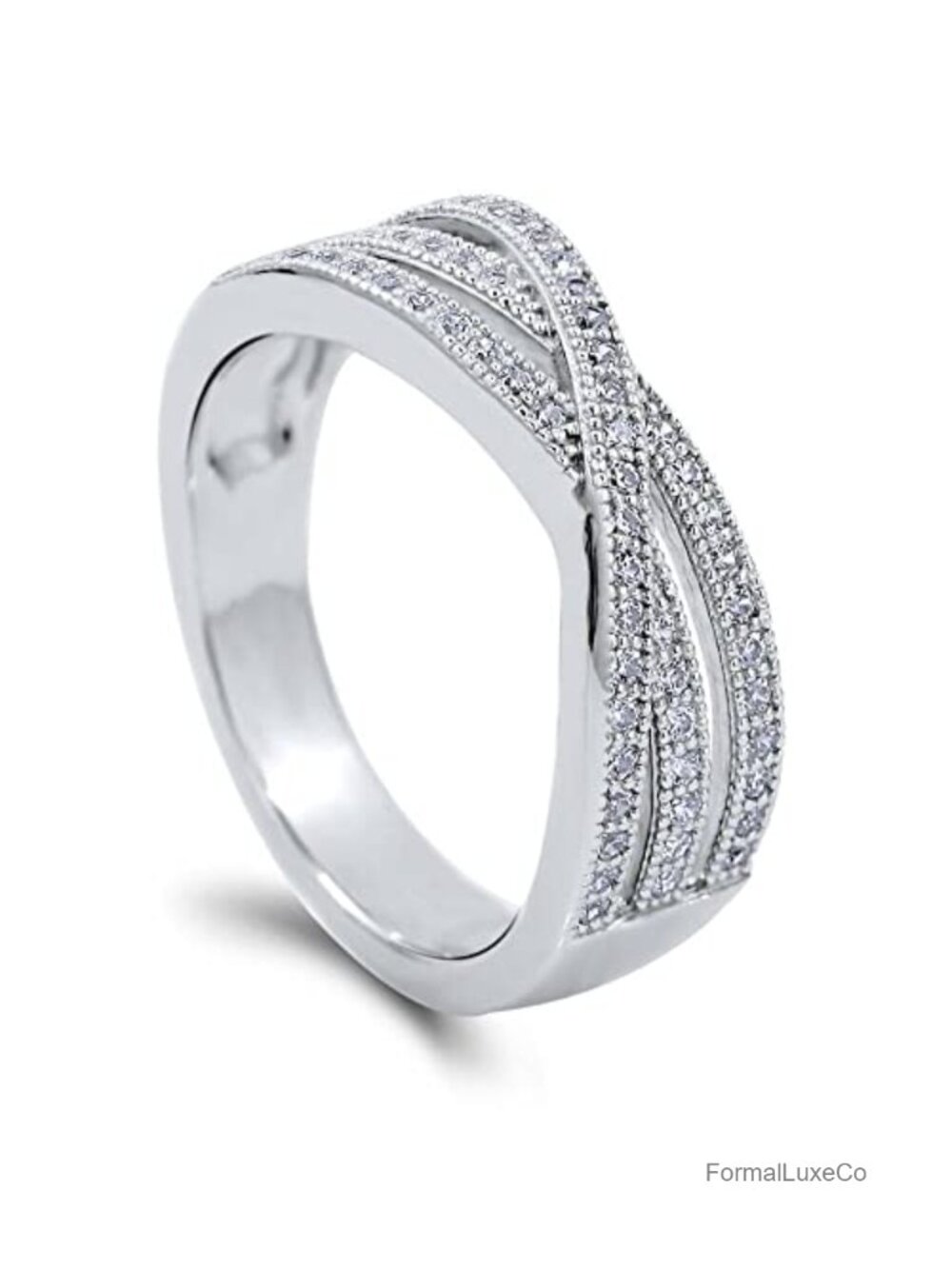 BERRICLE Sterling Silver Woven Statement Cocktail Ring for Women Cubic Zirconia